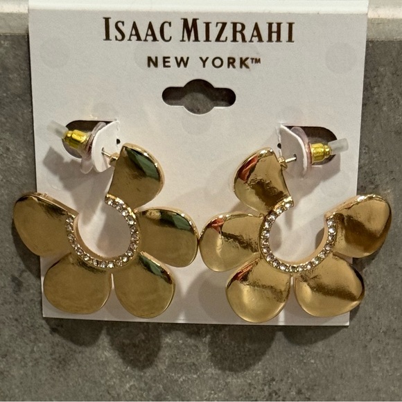 Brand New Isaac Mizrahi Flower Earrings in Gold! - Picture 2 of 3